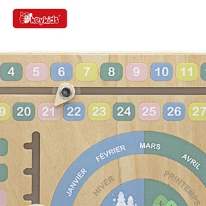 Educational Materials Wooden Calendar and Learning Clock Toy for Preschool W09F043
