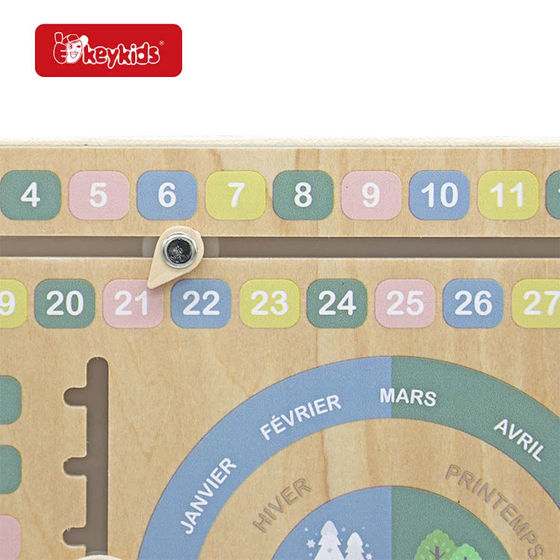 Educational Materials Wooden Calendar and Learning Clock Toy for Preschool W09F043